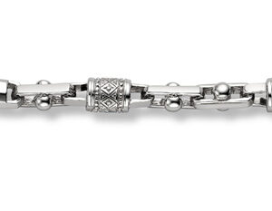 14K White Gold Barrel Design Bracelet