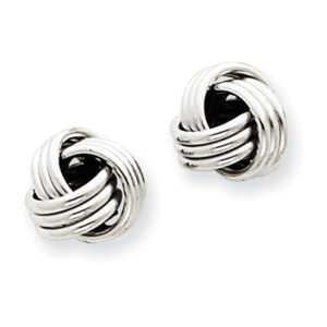 14K White Gold Basketweave Knot Earrings