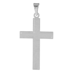 14K White Gold Brushed Cross Pendant