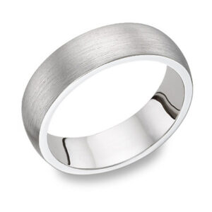 14K White Gold Brushed Wedding Band