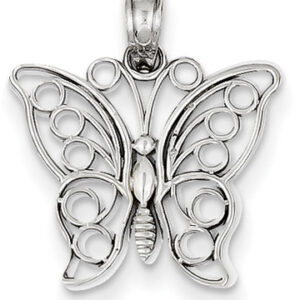 14K White Gold Butterfly Pendant