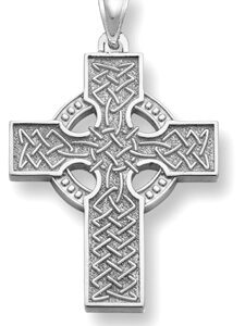 14K White Gold Celtic Cross Pendant