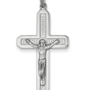 14K White Gold Celtic Crucifix Pendant