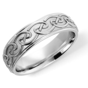 14K White Gold Celtic Knot Embrace Wedding Band Ring