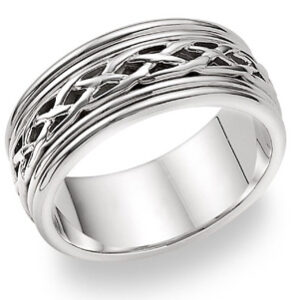 14K White Gold Celtic Weave Wedding Band