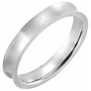 14K White Gold Concave Satin Wedding Band Ring (4mm - 7mm)