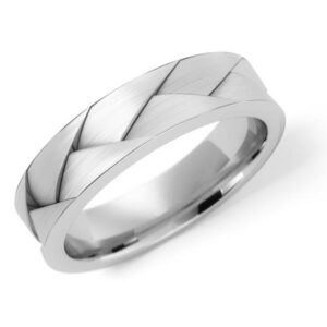 14K White Gold Deep Braided Wedding Band Ring