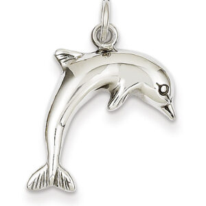 14K White Gold Dolphin Pendant