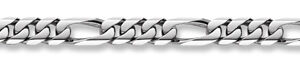 14K White Gold Figaro Bracelet - 12mm