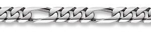 14K White Gold Figaro Bracelet - 15mm