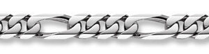 14K White Gold Figaro Bracelet - 16mm