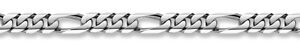 14K White Gold Figaro Bracelet - 9mm