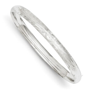 14K White Gold Florentine Bangle Bracelet