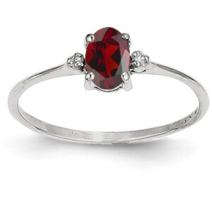 14K White Gold Garnet and Diamond Birthstone Ring