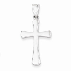 14K White Gold Hollow Roman Cross Pendant