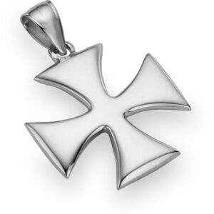 14K White Gold Holy Warrior Maltese Cross Pendant