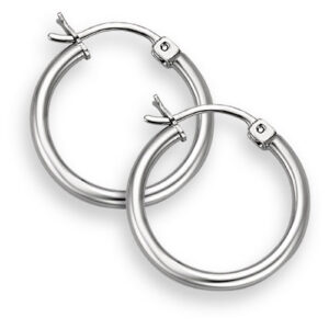 14K White Gold Hoop Earrings - 9/16" diameter (2mm thickness)