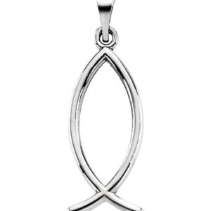 14K White Gold Ichthus Fish Pendant