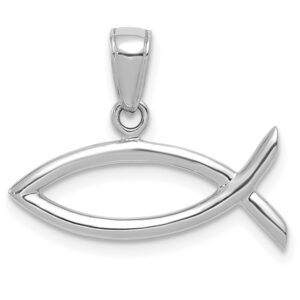 14K White Gold Ichthus Pendant