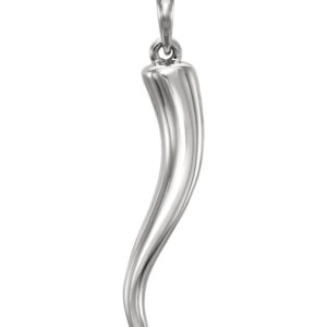 14K White Gold Italian Horn Pendant