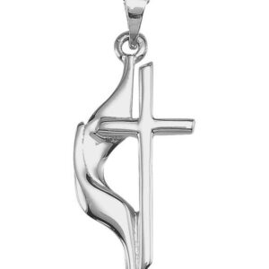 14K White Gold Methodist Cross Pendant