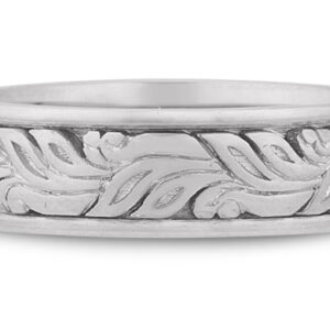 14K White Gold Paisley Wedding Band