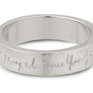 14K White Gold, Personalized Handwriting Wedding Band