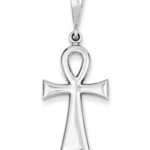 14K White Gold Plain Ankh Cross Necklace