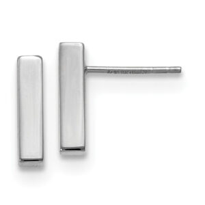 14K White Gold Polished Bar Earrings