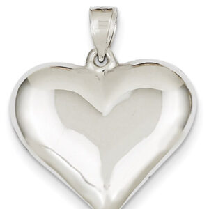 14K White Gold Polished Heart Necklace