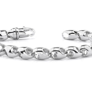 14K White Gold Puffy Link Bracelet