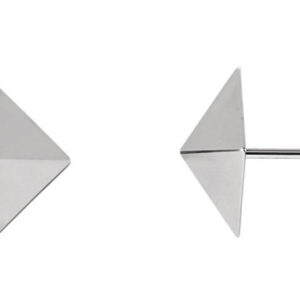 14K White Gold Pyramid Earrings