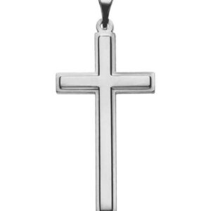 14K White Gold Roman Cross Necklace