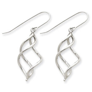 14K White Gold Scroll Earrings