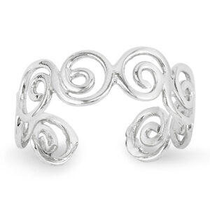 14K White Gold Scroll Toe Ring