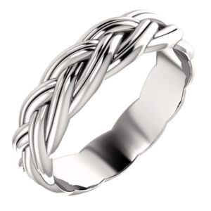 14K White Gold Sculptural Braided Wedding Band Ring