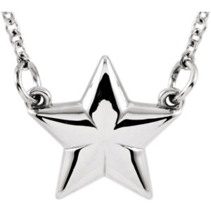 14K White Gold Star Necklace