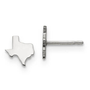 14K White Gold Texas Stud Earrings, Engravable