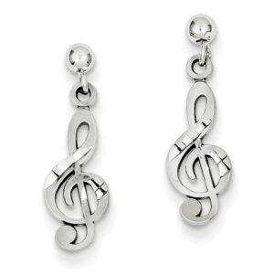 14K White Gold Treble Clef Earrings