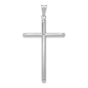 14K White Gold Tube Cross Pendant Necklace