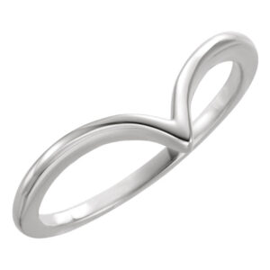 14K White Gold V Ring