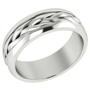 14K White Gold Wide Braided Wedding Band Ring