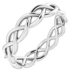 14K White Gold Women's Woven Wedding Band Ring