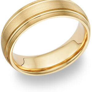 14K Yellow Gold Brushed Wedding Band