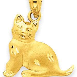 14K Yellow Gold Cat Pendant