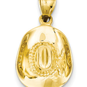 14K Yellow Gold Cowboy Hat Pendant