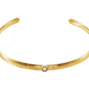 14K Yellow Gold Diamond Cuff Bangle Bracelet