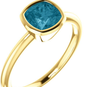 14K Yellow Gold London Blue Topaz Cushion-Cut Ring