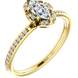 14K Yellow Gold Marquise Floral-Inspired Diamond Ring