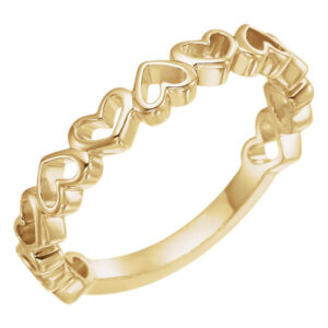 14K Yellow Gold Open Heart Ring